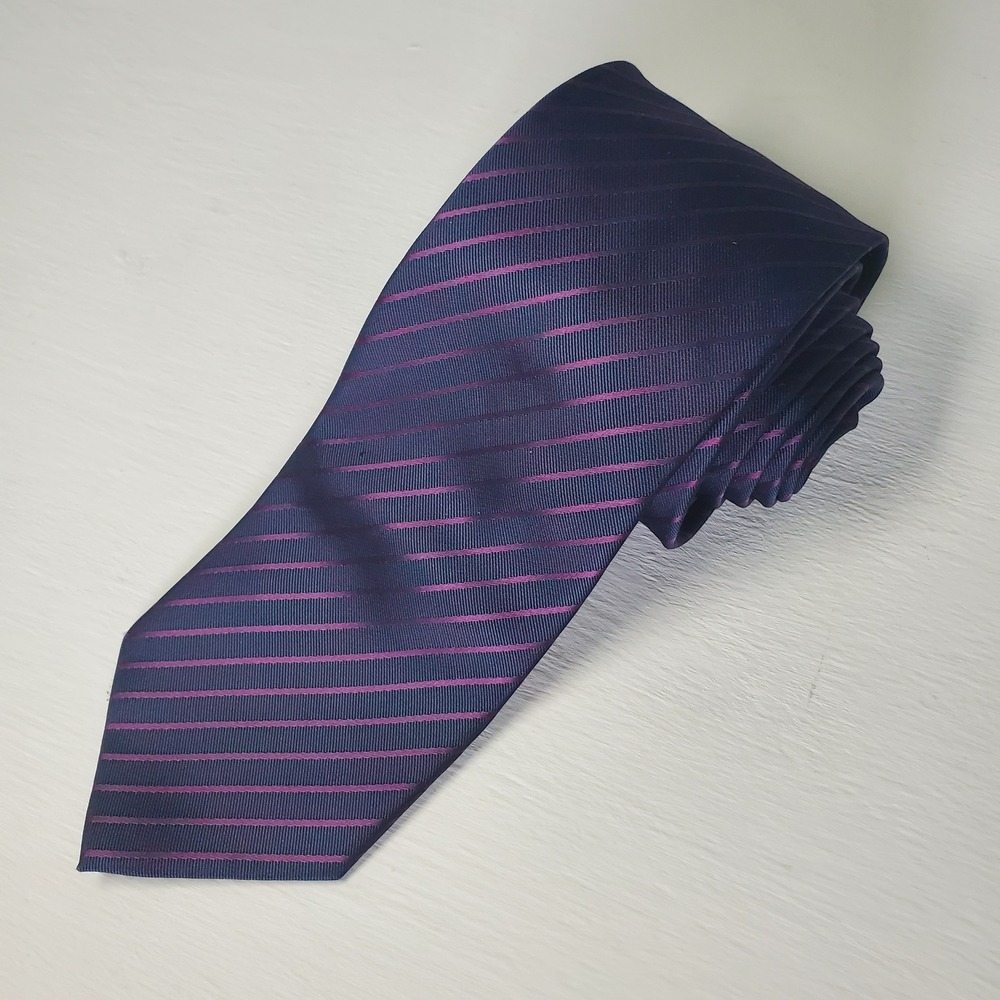 Andrea Franceschi Roma Italy‎ 100% Silk Necktie Men's Purple Stripe Classic
